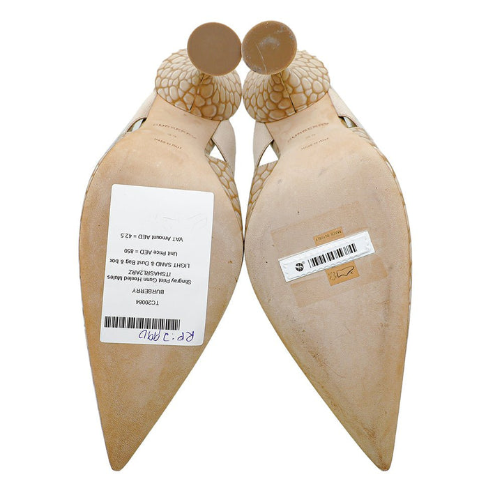 Burberry Light Sand Stingray Print Gunn Heeled Mules 39