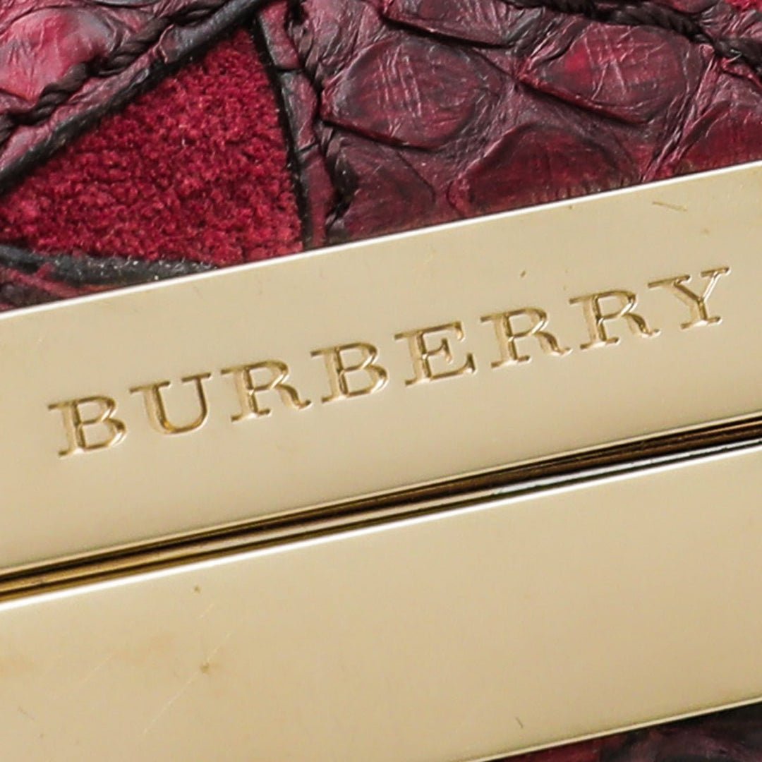 Burberry Maroon Python Suede Springhill Wide Bracelet