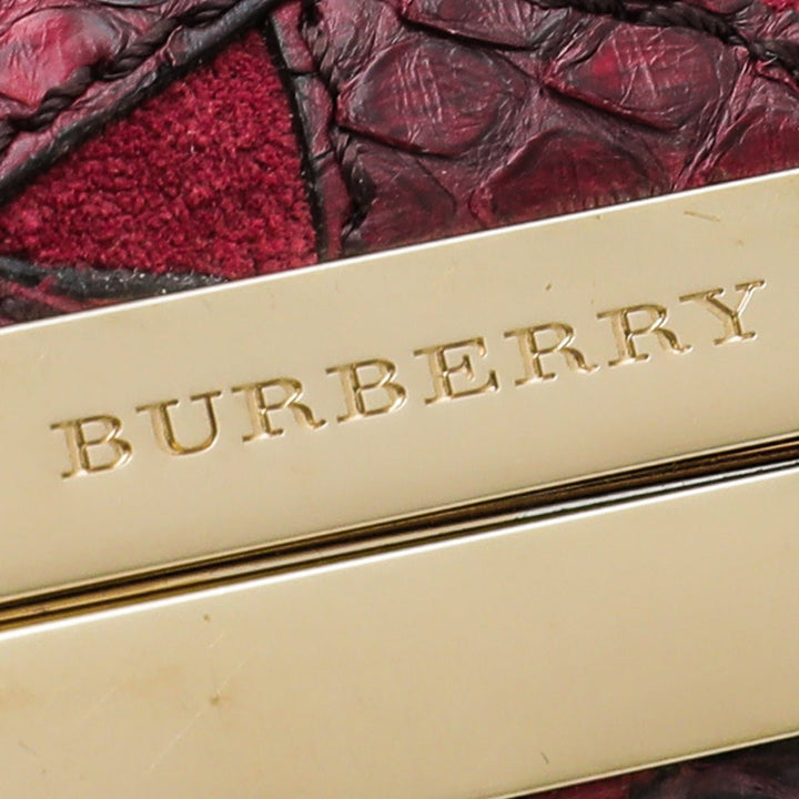 Burberry Maroon Python Suede Springhill Wide Bracelet