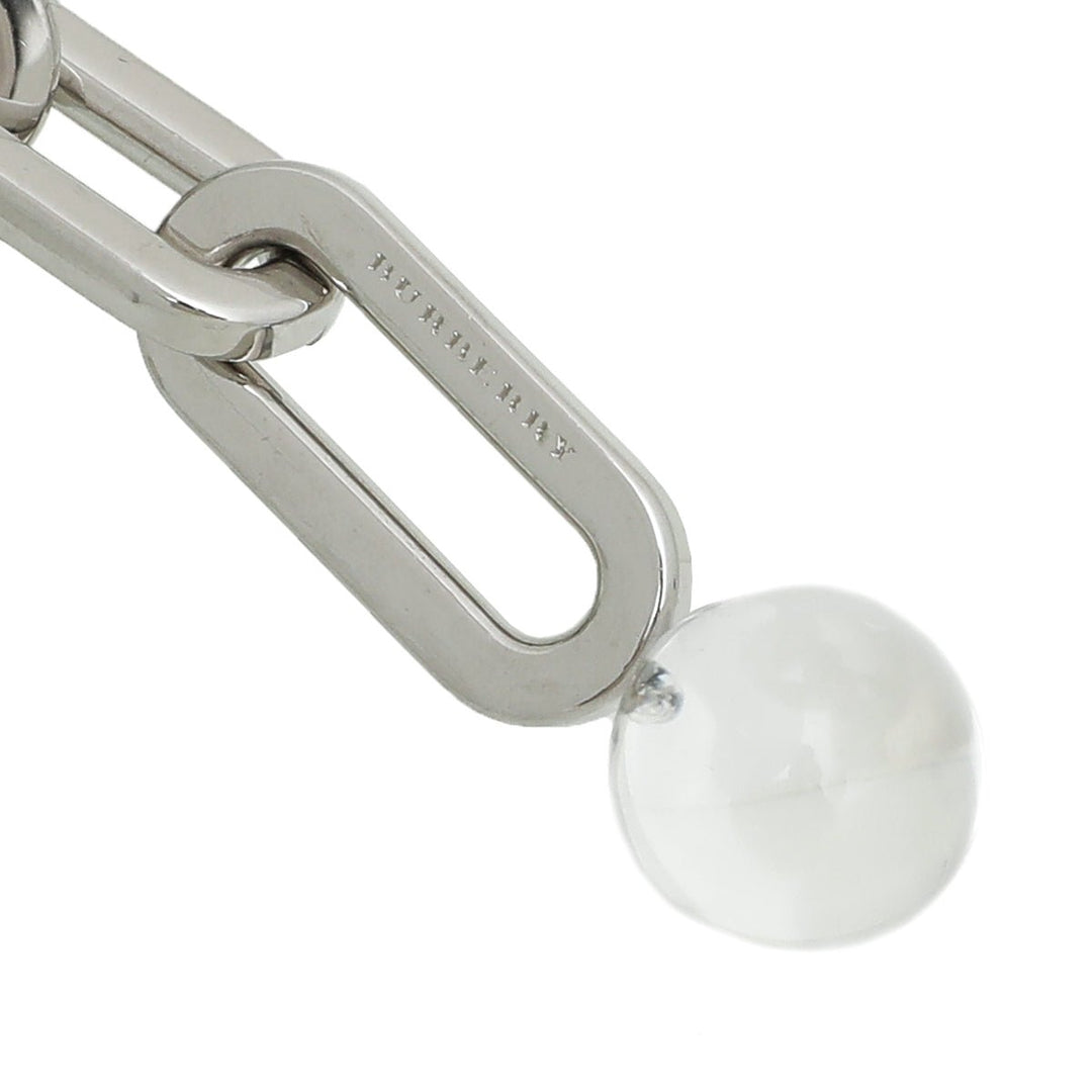 Burberry Palladium Finish Chain Link W- Resin Pearl Bracelet