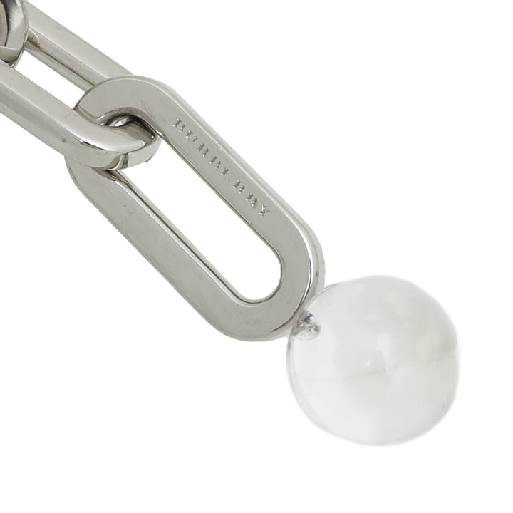 Burberry Palladium Finish Chain Link W- Resin Pearl Bracelet
