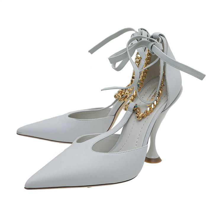 Burberry Pebble Grey Wellton T Strap Ankle Tie Pump 38.5