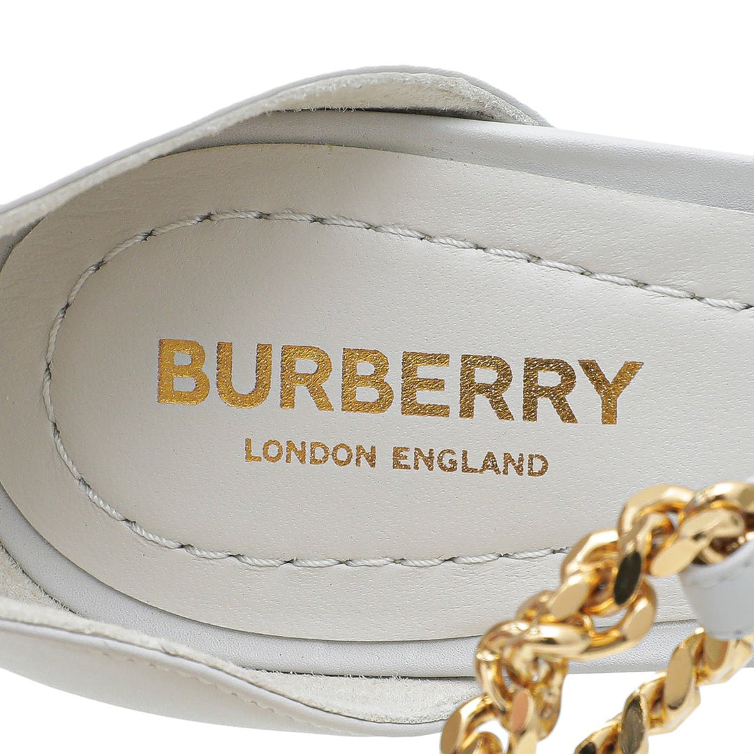 Burberry Pebble Grey Wellton T Strap Ankle Tie Pump 38.5
