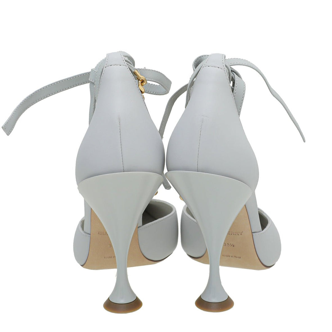Burberry Pebble Grey Wellton T Strap Ankle Tie Pump 38.5