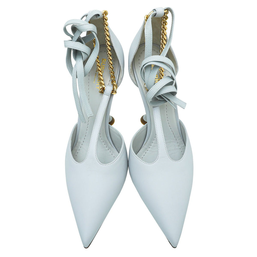 Burberry Pebbled Grey Wellton T Strap Ankle Tie Pump 39
