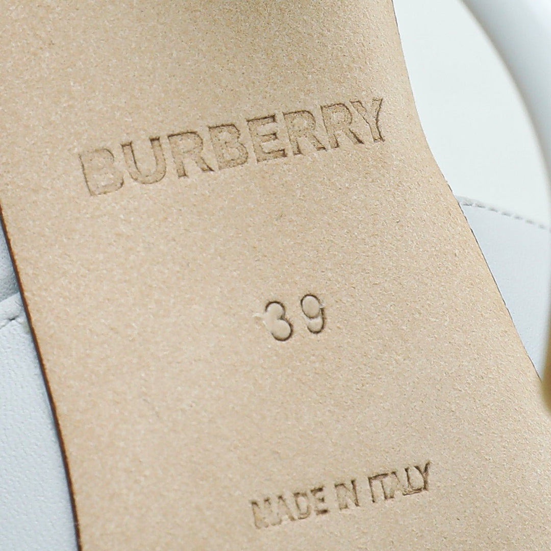 Burberry Pebbled Grey Wellton T Strap Ankle Tie Pump 39