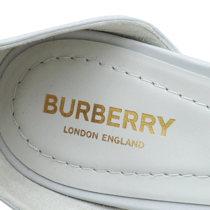 Burberry Pebbled Grey Wellton T Strap Ankle Tie Pump 39