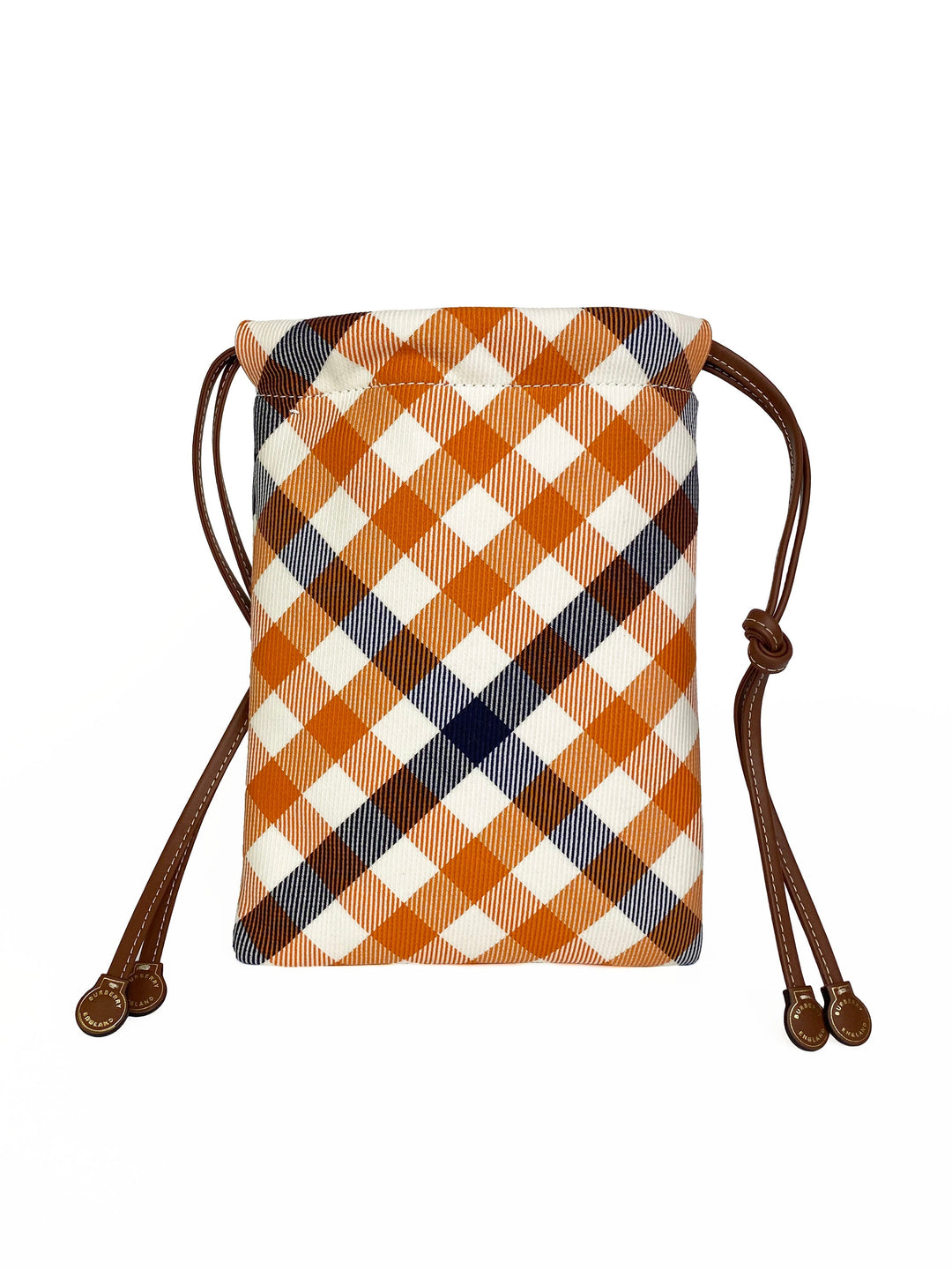 Burberry Orange & Navy Gingham Phone Bag