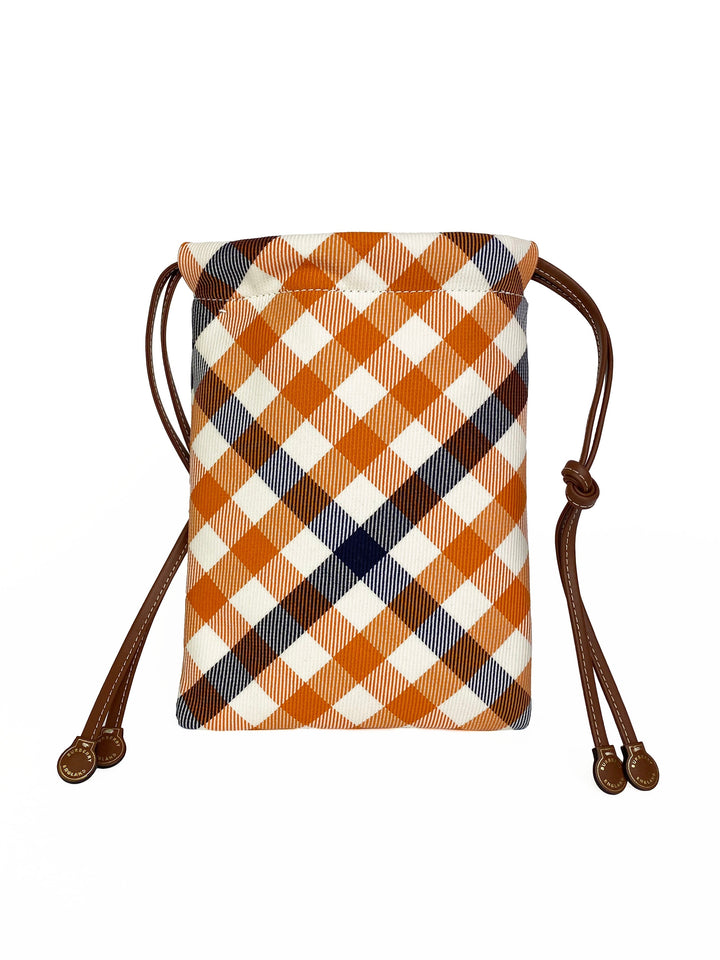 Burberry Orange & Navy Gingham Phone Bag