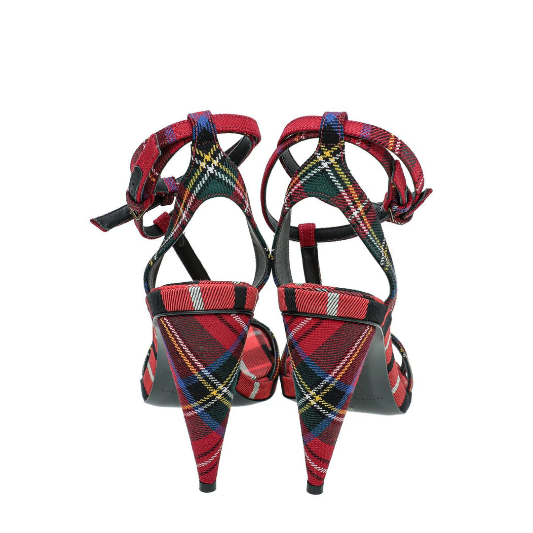 Burberry Red Hans T-Strap Cone Heel Sandal 38.5