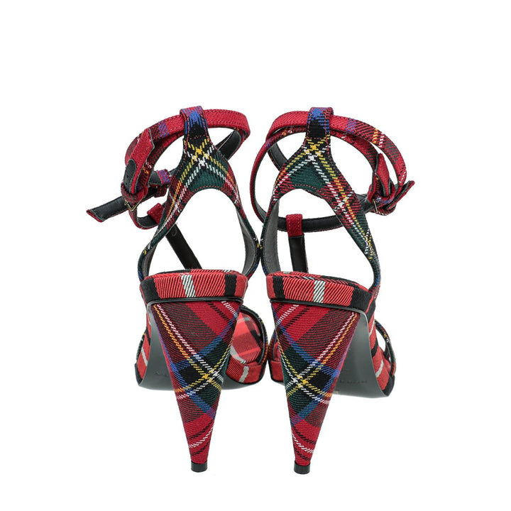 Burberry Red Hans T-Strap Cone Heel Sandal 38.5