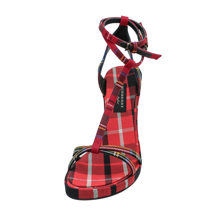 Burberry Red Hans T-Strap Cone Heel Sandal 38.5