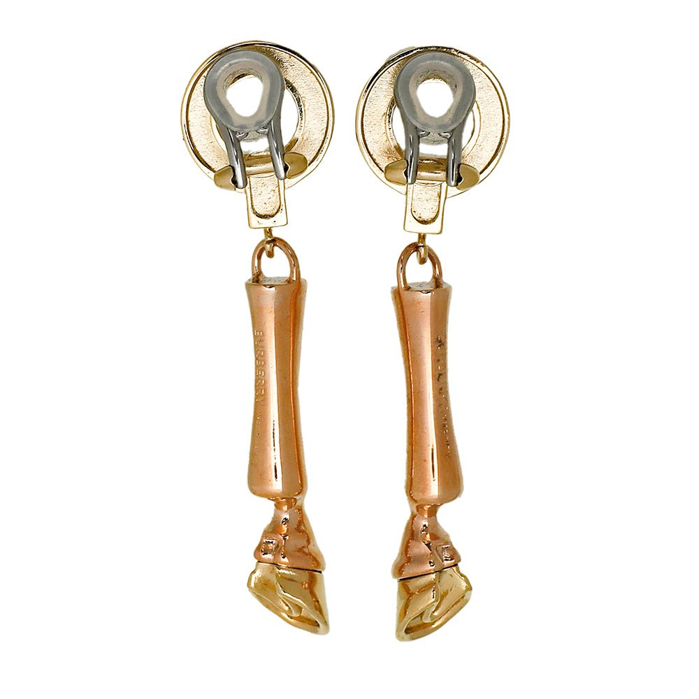 Burberry Rose Gold Finish Round Drop Horse Hoof Earrings