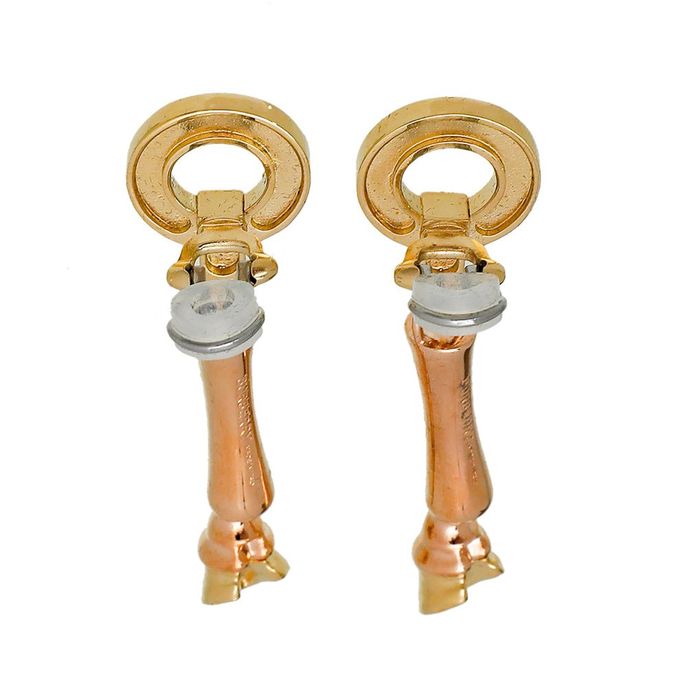 Burberry Rose Gold Finish Round Drop Horse Hoof Earrings