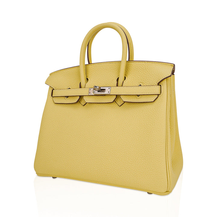Top quality Hermes Birkin 25 Bag Jaune Poussin Togo Leather with Palladium Hardware