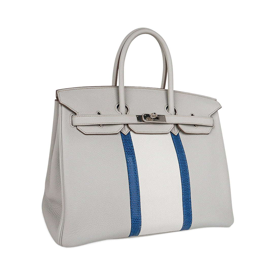 Top quality Hermes Limited Edition Club Birkin 35 Bag Gris Perle & Blanc Clemence Leather with Palladium Hardware