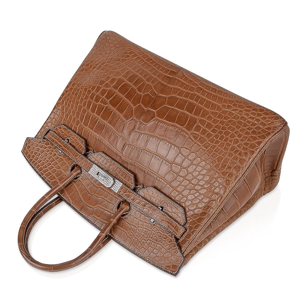 Top quality Hermes Diamond Birkin 35 Bag Fauve Barenia Matte Alligator Rare