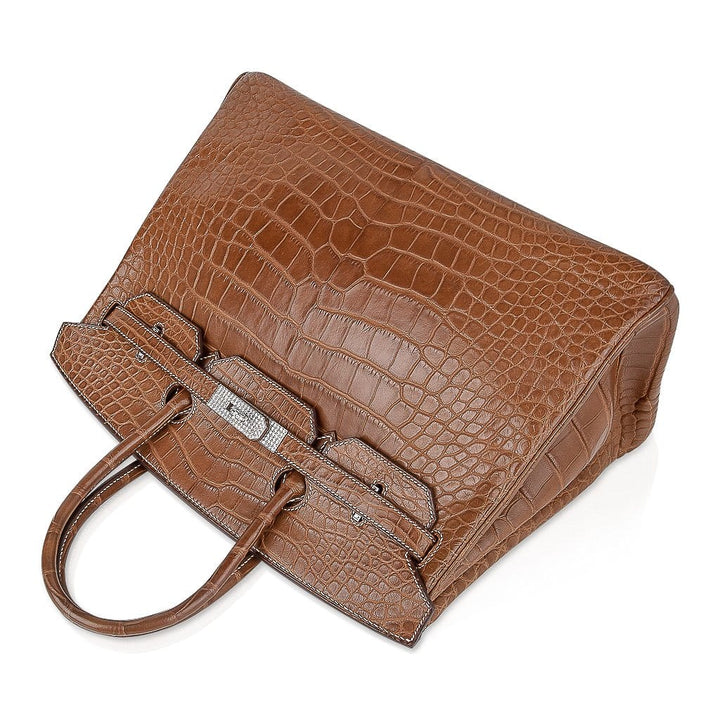 Top quality Hermes Diamond Birkin 35 Bag Fauve Barenia Matte Alligator Rare
