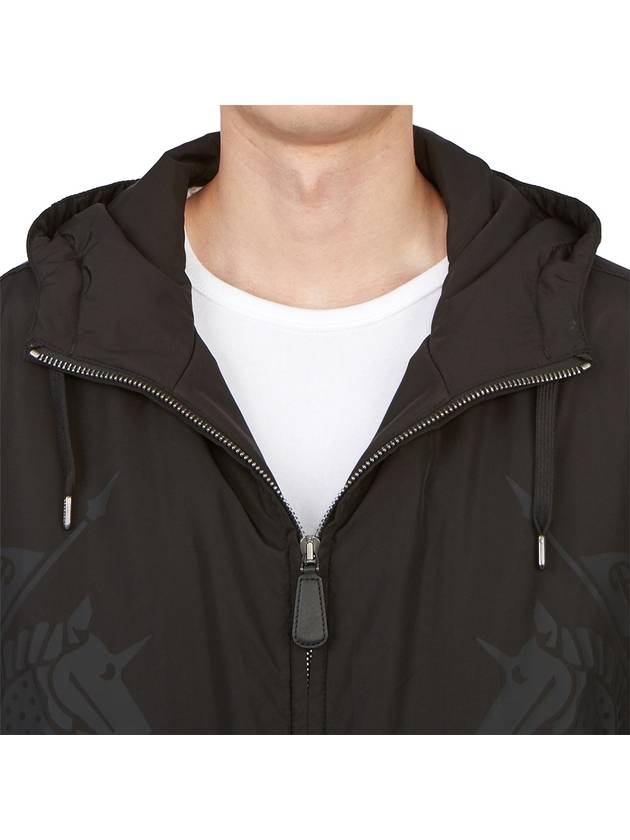 Burberry Men's Equestrian Knight Print Hooded Jacket Black