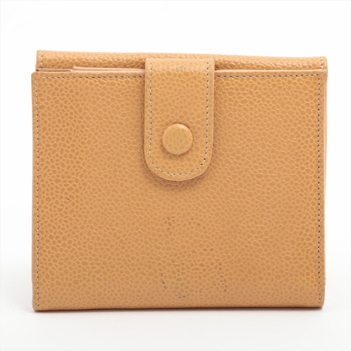 Top Quality Chanel Coco Caviar S Compact Wallet Three Folded Beige Gold  3rd