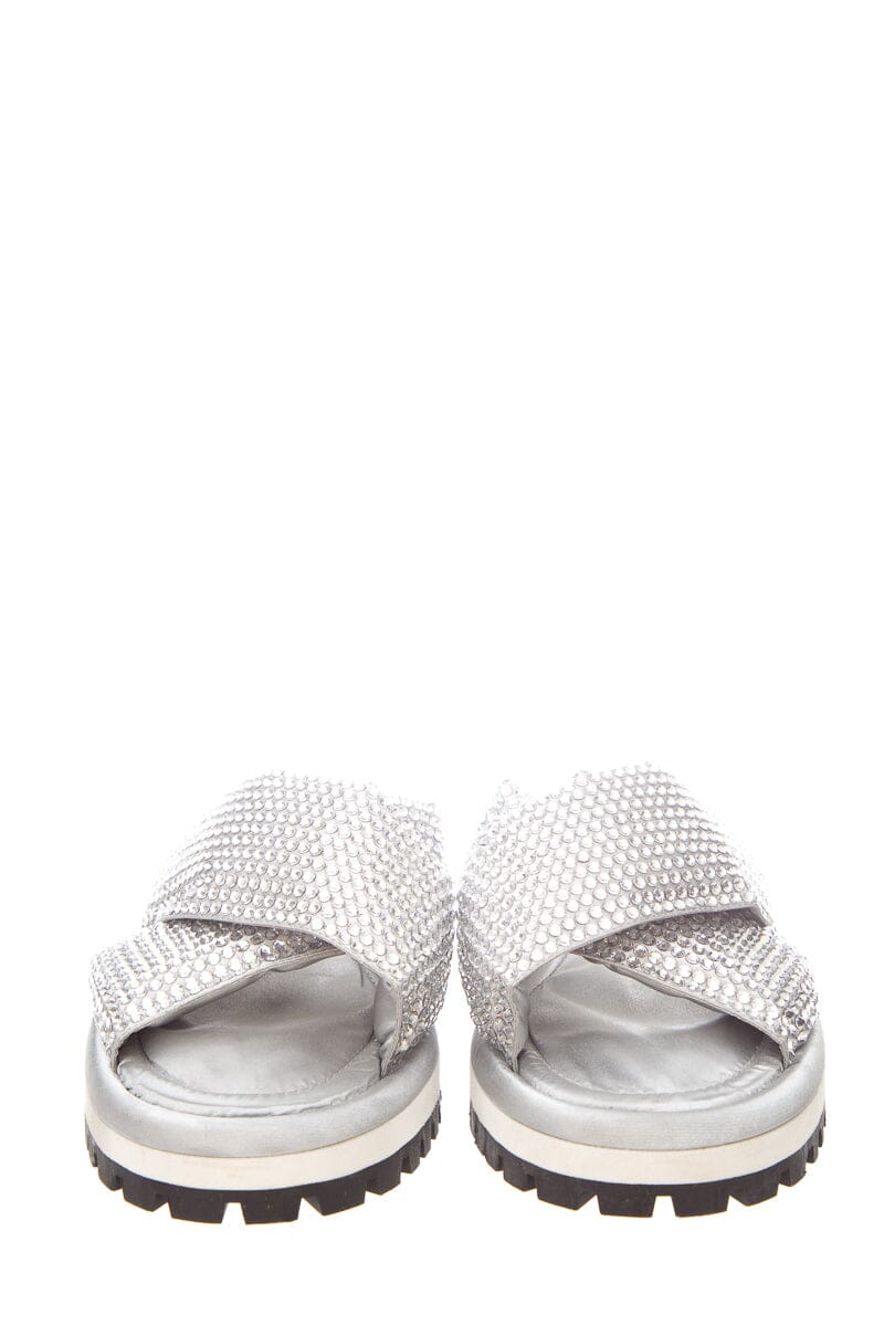 Dolce & Gabbana Silver Criss-Cross Crystallized Sandals SZ 38