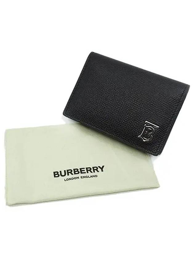Burberry TB Folding Grainy Leather Card Wallet Black
