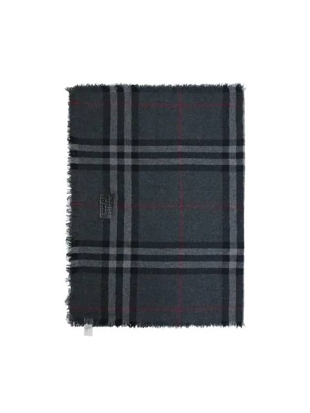 Burberry Check Scarf Cashmere Dark Grey