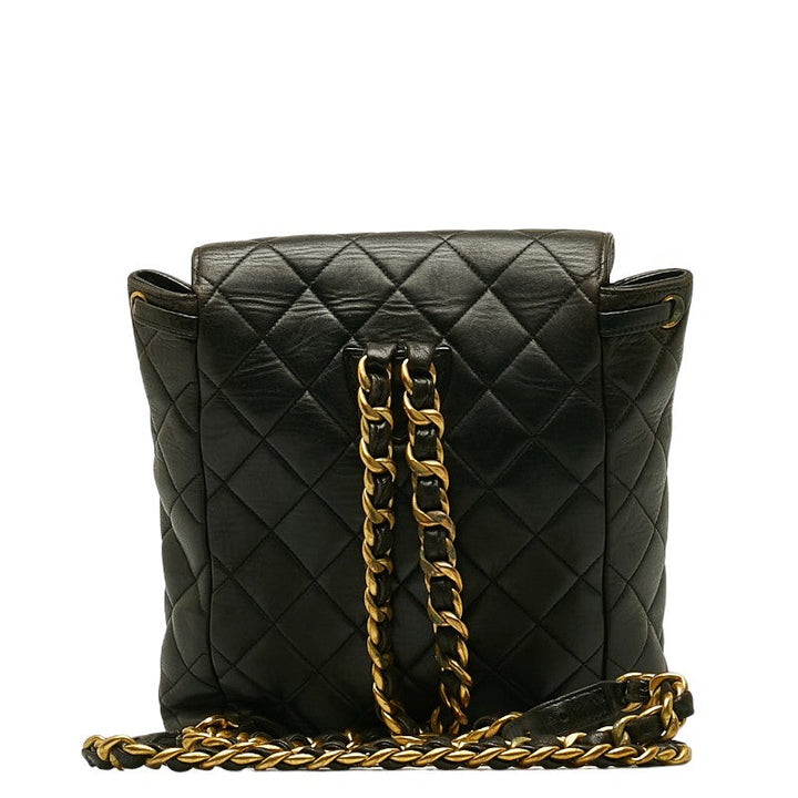 Top Quality Chanel Vintage Backpack in Lambskin Leather Black Quilted