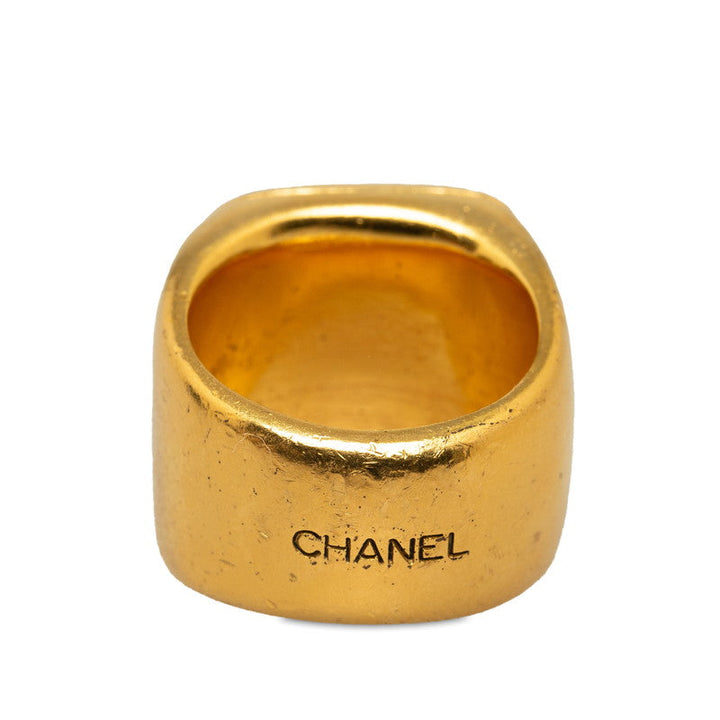 Top Quality Chanel Vintage Cocomark square ring gold brown clean makeup ladies Chanel