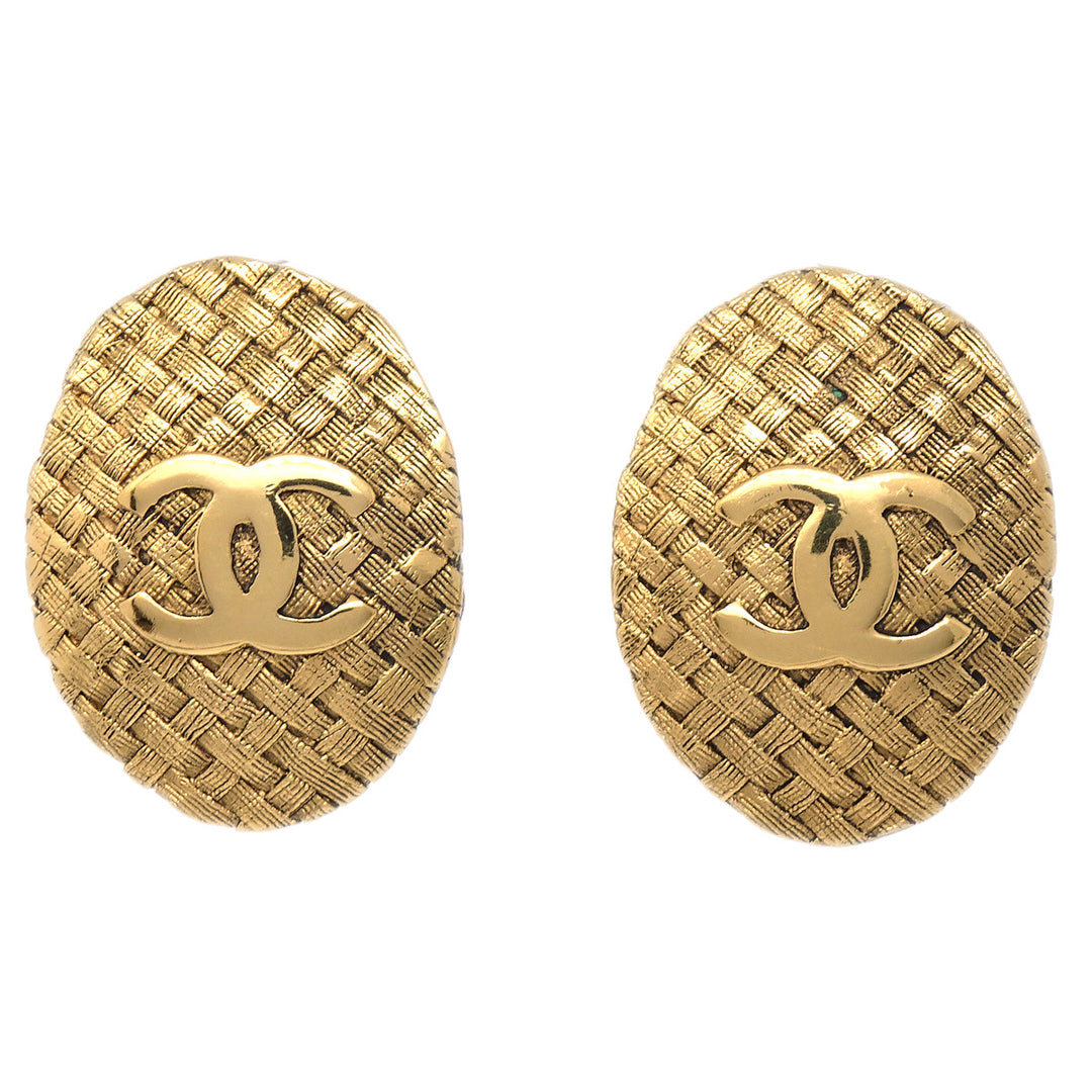 Top Quality Chanel Oval Earrings Clip-On Gold 2904/29