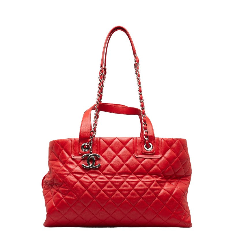 Top Quality Chanel Coco Chain Matrasse Chain Shoulder Bag Tote Red Silver Leather  Chanel