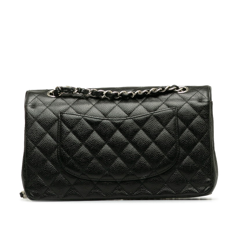 Top Quality Chanel Matrace 25 Cocomark Double Flap ilver  Chain Shoulder Bag Black Caviar S  CHANEL