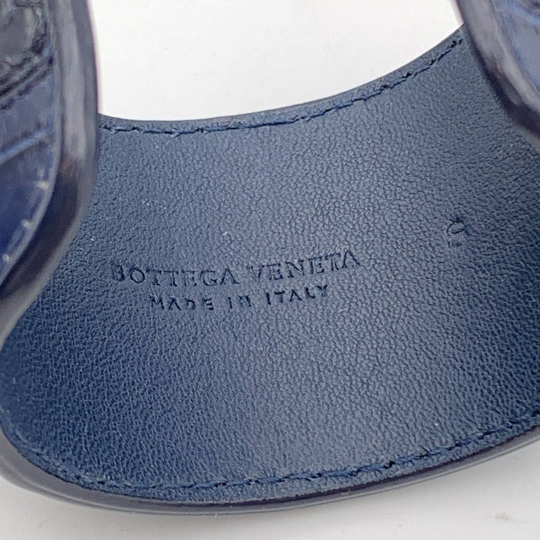 Bottega veneta Blue Leather Woven Wide Bracelet Cuff Size S