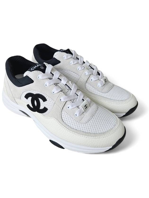 CC Logo Suede Tennis Low Top Sneakers Black Chanel