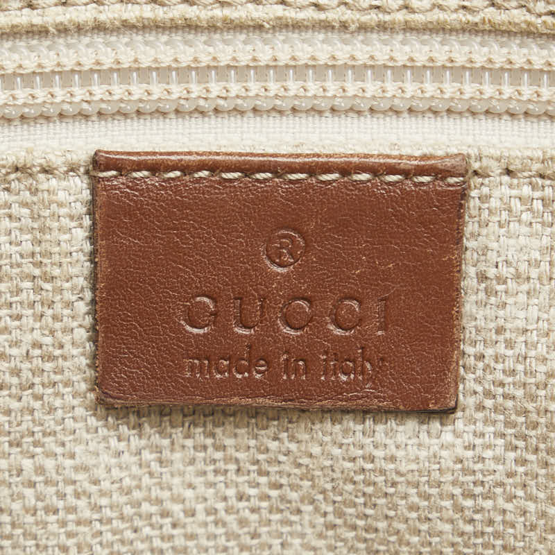 Gucci 161822 White Brown Canvas Leather Crossbody Bag