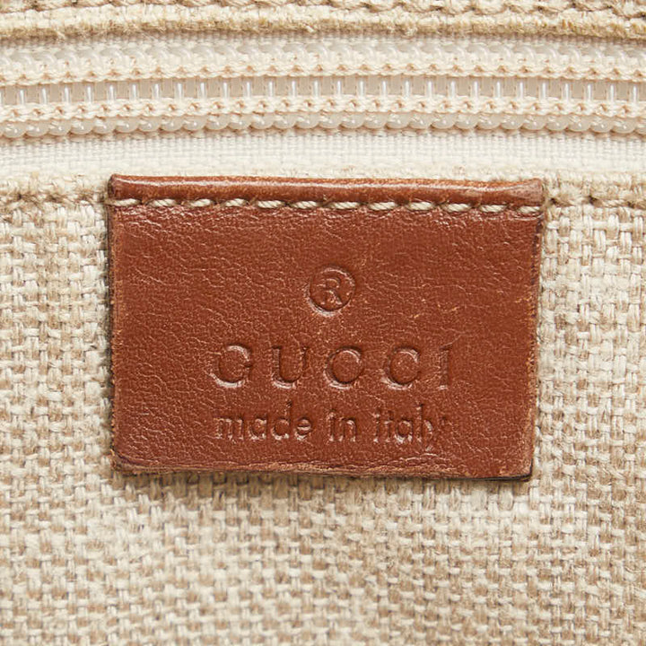 Gucci 161822 White Brown Canvas Leather Crossbody Bag