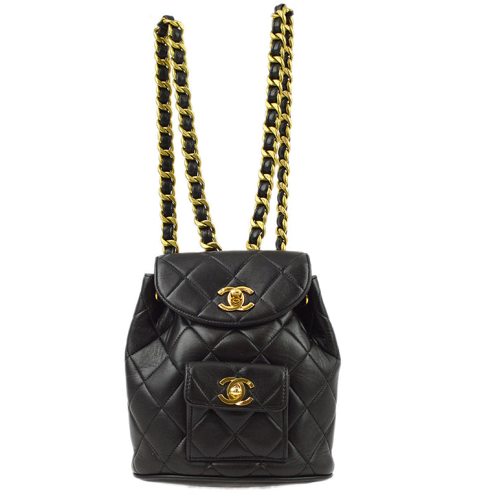 Top Quality Chanel Black Lambskin Duma Backpack Small