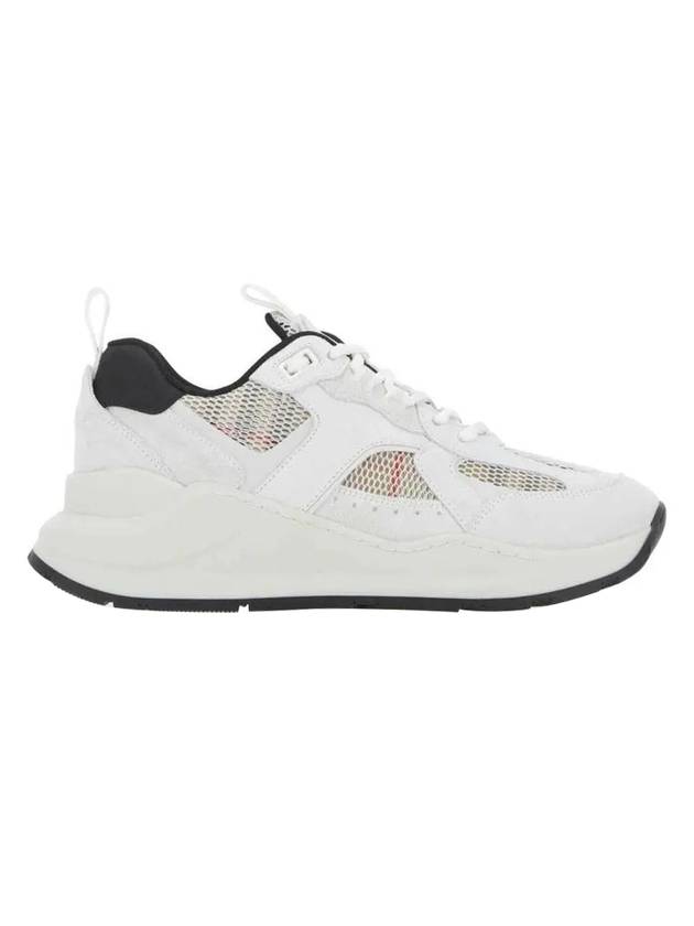Top Quality Burberry Logo Print Leather Suede and Check Mesh Sneakers Archive Beige White