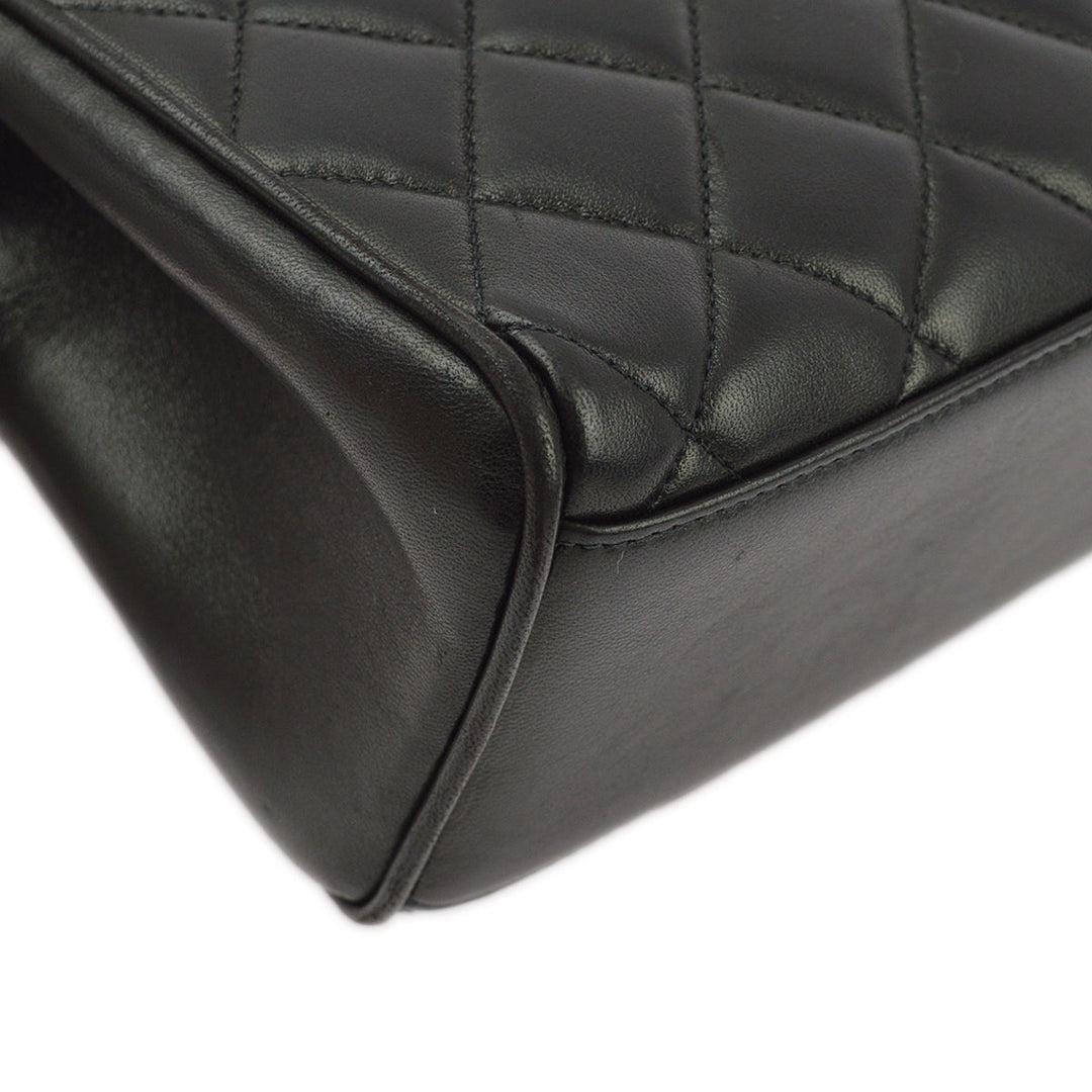 Top Quality Chanel Black Lambskin Straight Flap Handbag