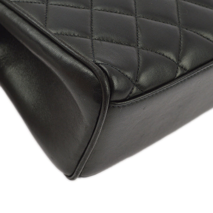 Top Quality Chanel Black Lambskin Straight Flap Handbag