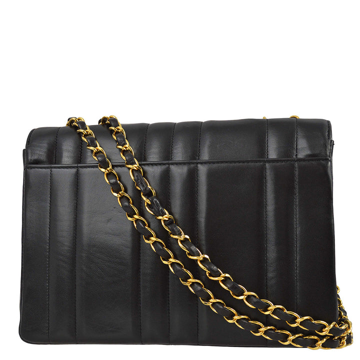 Top Quality Chanel 1994-1996 Black Lambskin Small Vertical Stitch Straight Flap Bag