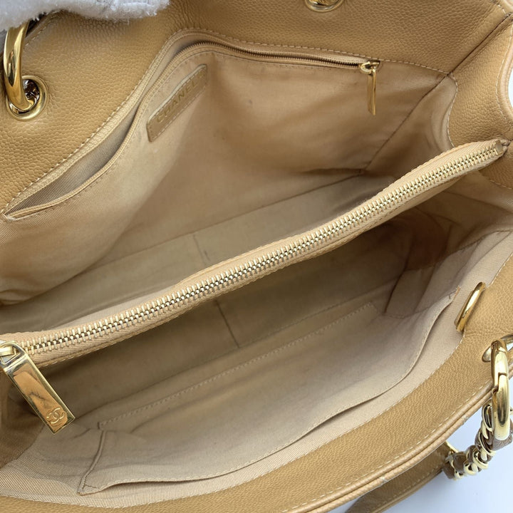 Chanel Beige Quilted Caviar Leather Gst Grand Shopping Tote Bag