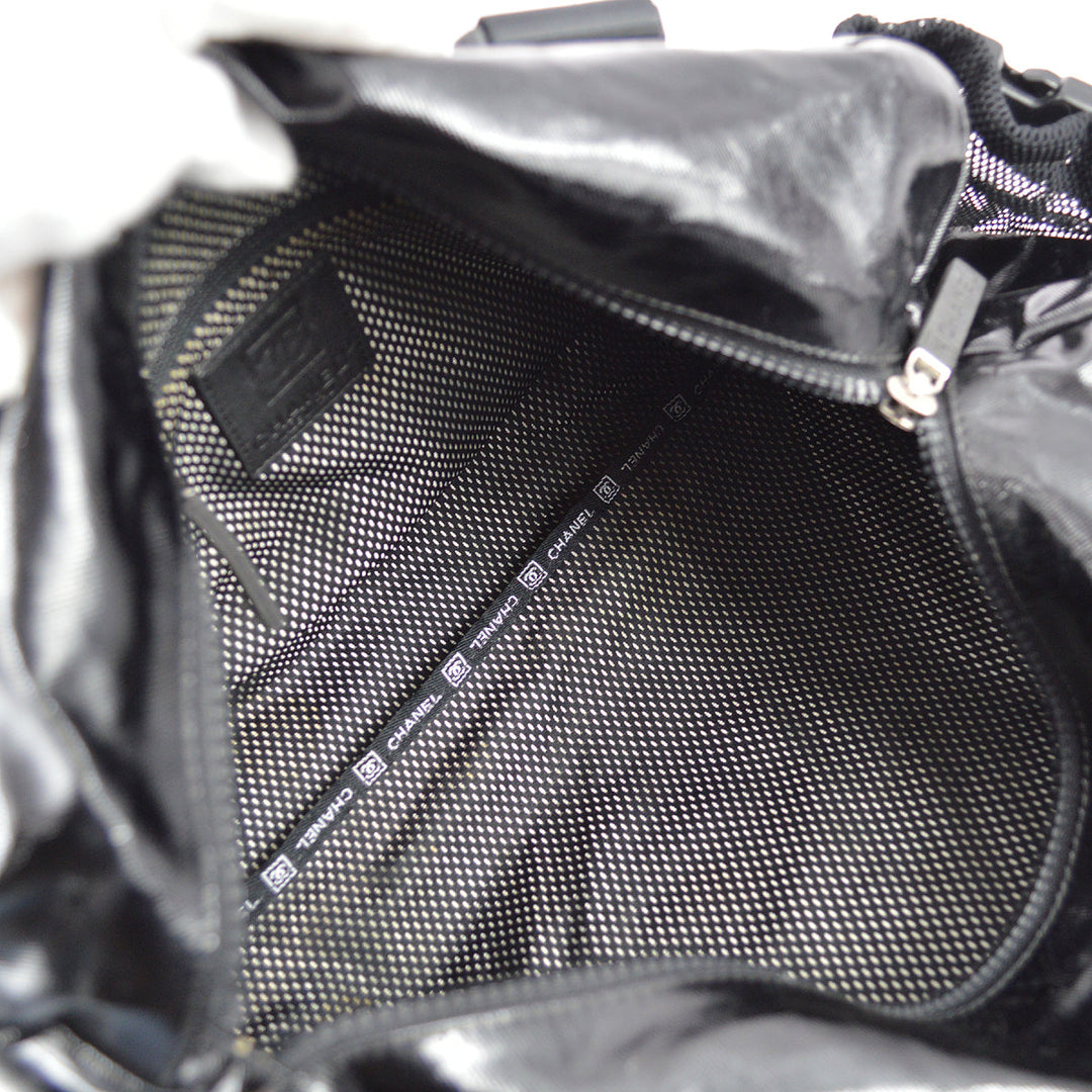 Top Quality Chanel Black Vinyl Sport Line Duffle Gym Bag