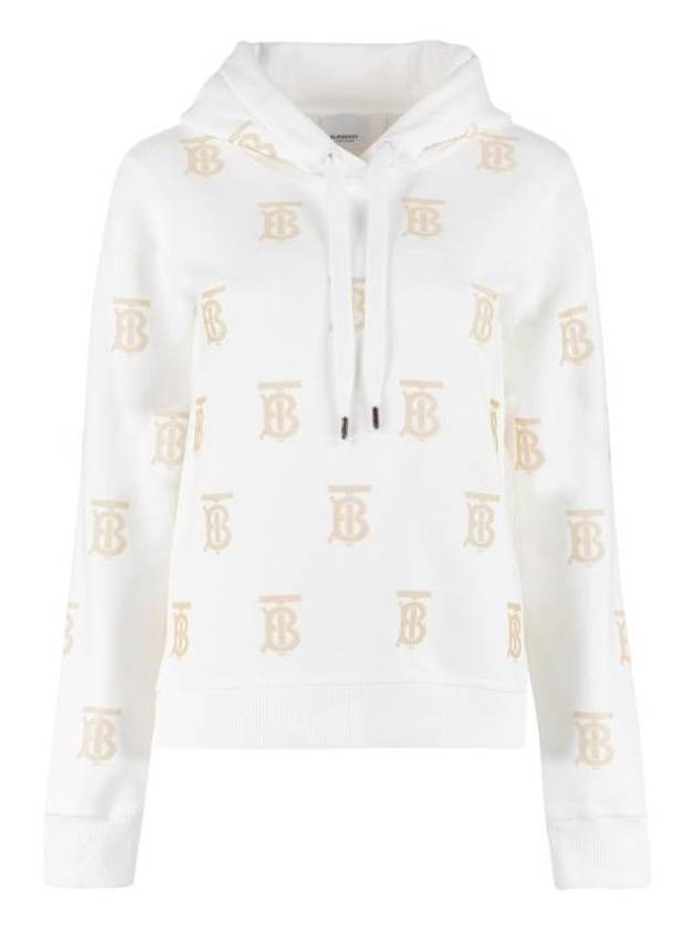 Burberry Cotton Logo Pattern Print Hoodie White