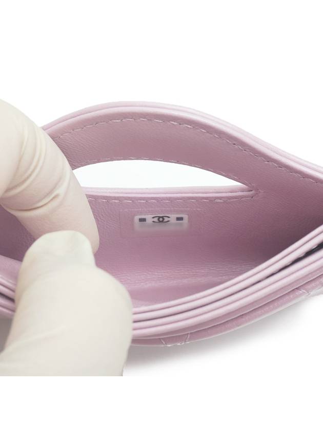 31 Gold Logo Lambskin Card Wallet Lavender Chanel