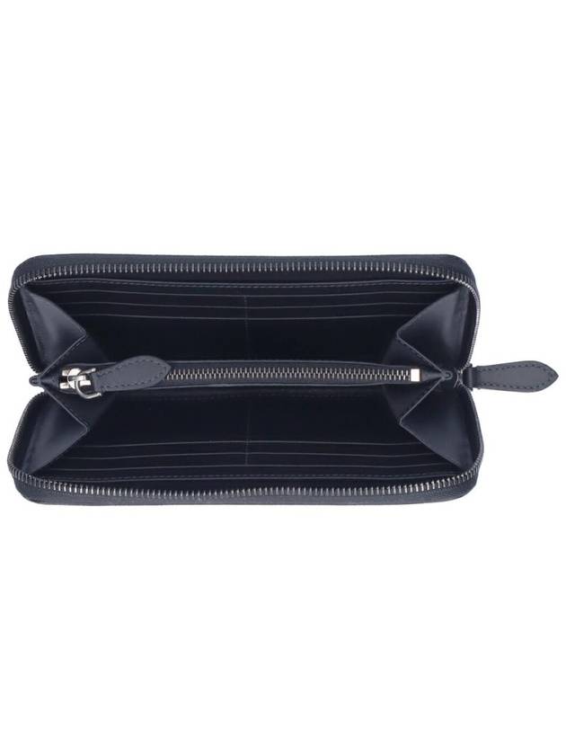 Burberry Logo Plaque Check Zipper Long Wallet Black