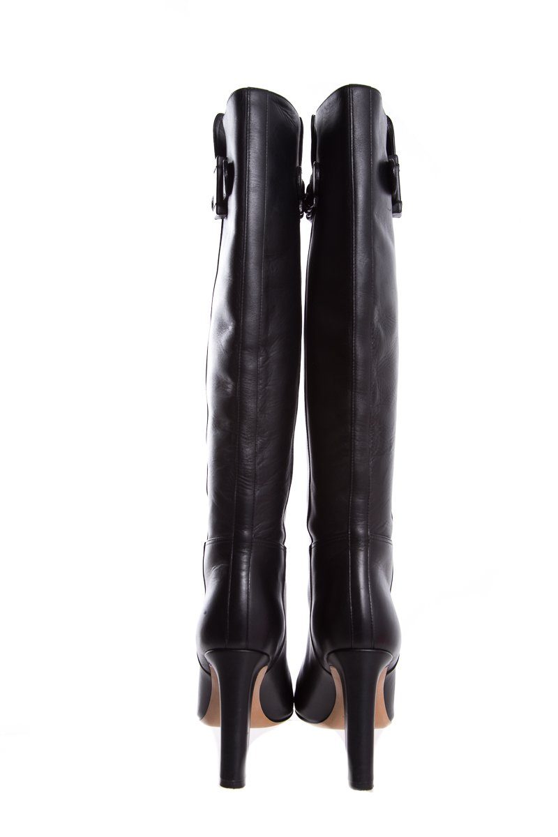 Valentino Black Braided Leather Knee-High Boots SZ 38.5