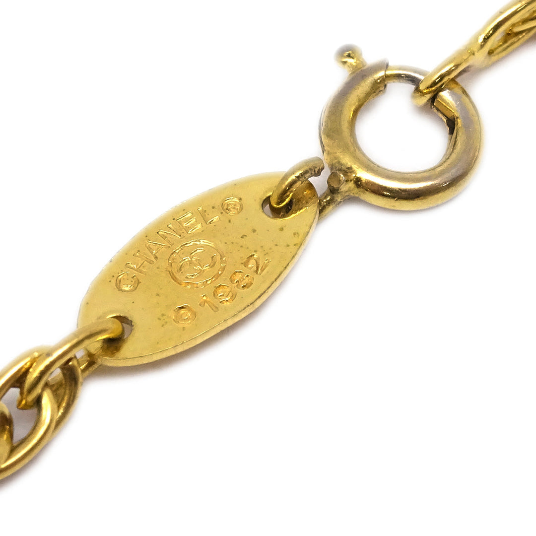 Top Quality Chanel Heart Chain Pendant Necklace Gold 1982