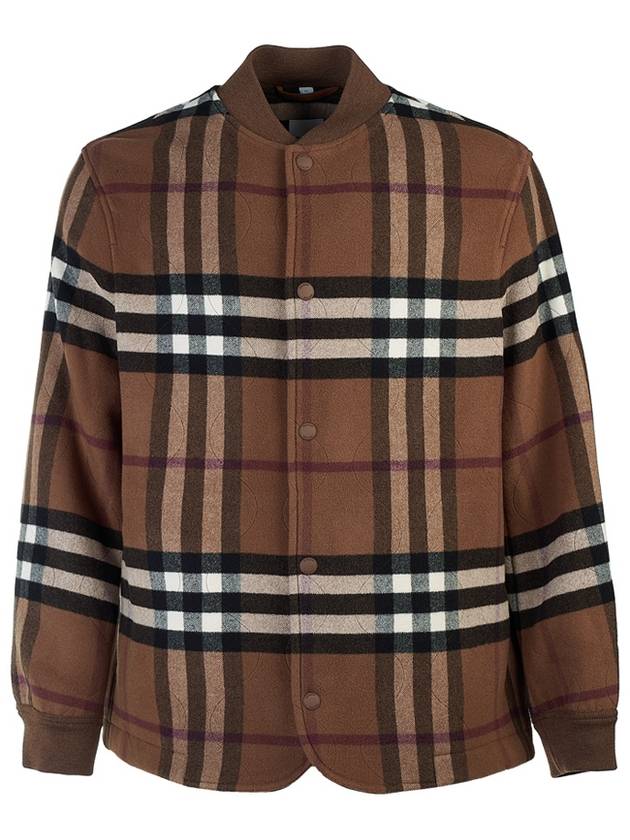 Burberry Quilted Check Wool Blend Bomber Jacket Dark Birch Brown