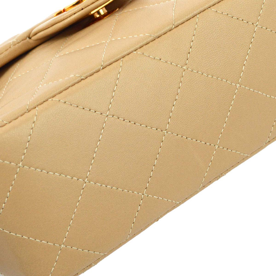 Top Quality Chanel * Beige Lambskin Mini Classic Square Flap Shoulder Bag 17